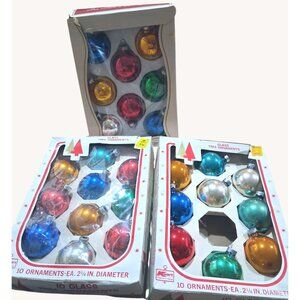 Vintage Glass Christmas Tree Ornaments 2 3/4" Diameter Set Of 10 & 8 Assorted Co
